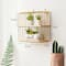 NEX™ Gold 2-Tier Iron Square Floating Wall Shelf